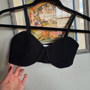 Babaton Ribbed Bandeau Balconette Bra in Black